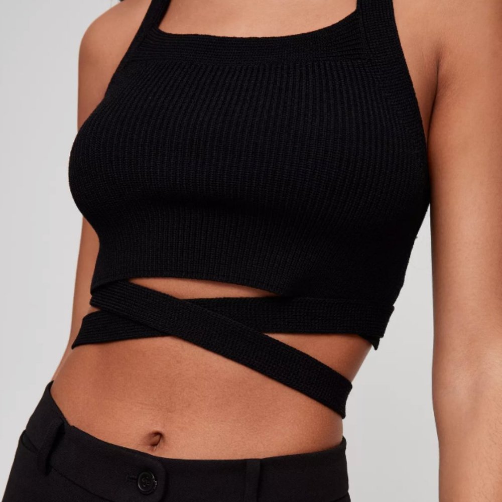 Aritzia Wilfred Cayenne Knit Wrap Crop Top